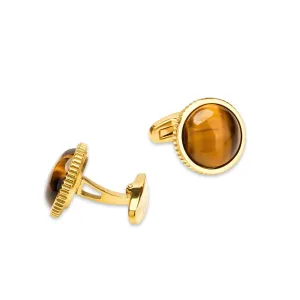 Tiger Eye 18K Gold Plated Cufflinks