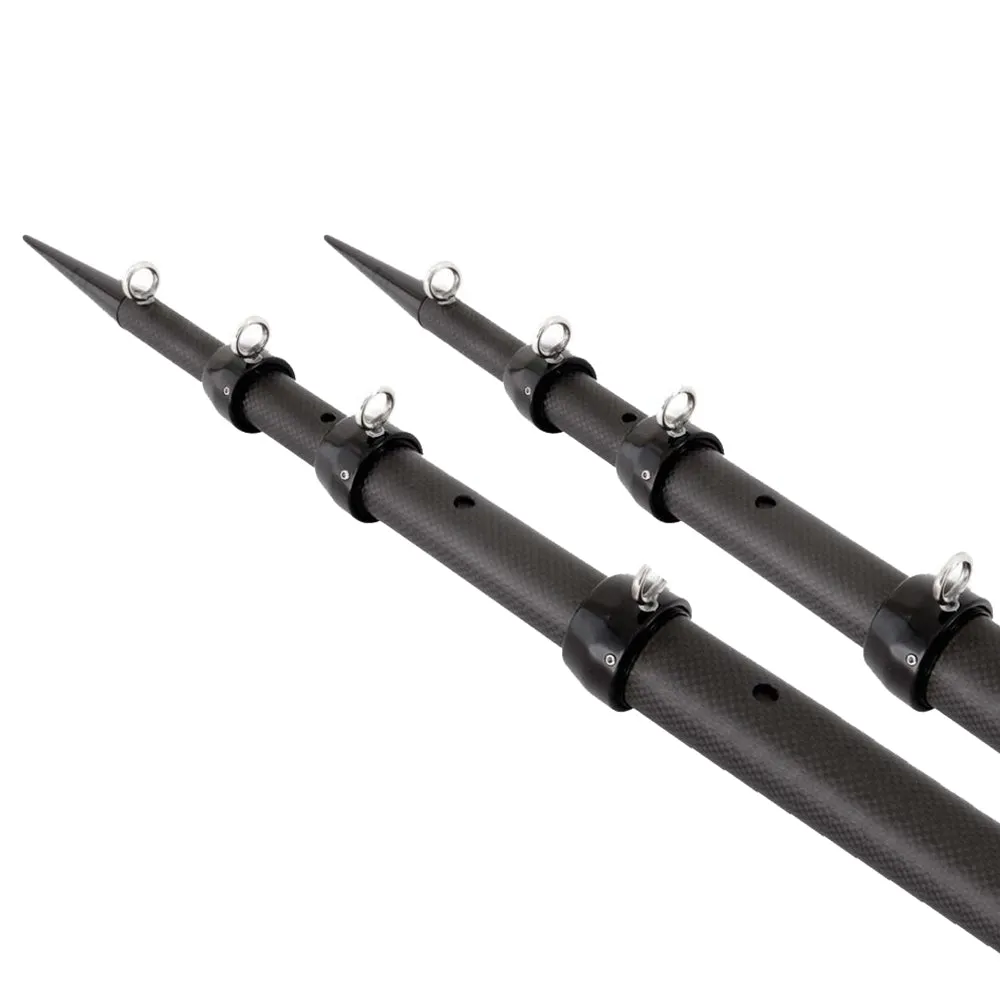 Tigress XD 3k Carbon Fiber Telescoping Outrigger Poles - 18 feet - Matte Black/ Black - Pair