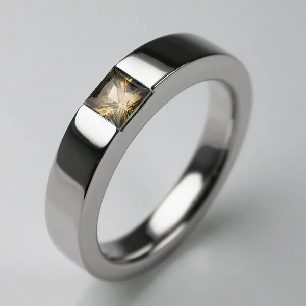 Times Square 4 Ring in Silver with Honey Citrine, Size T