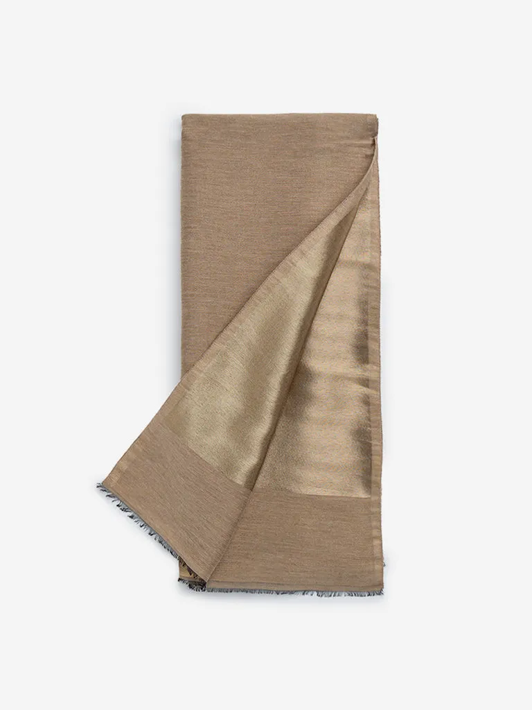 Utsa Beige & Gold Stole