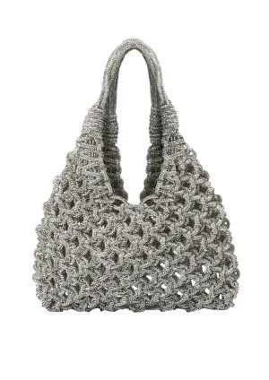 Vannifique Crystal-Studded Woven Handbag