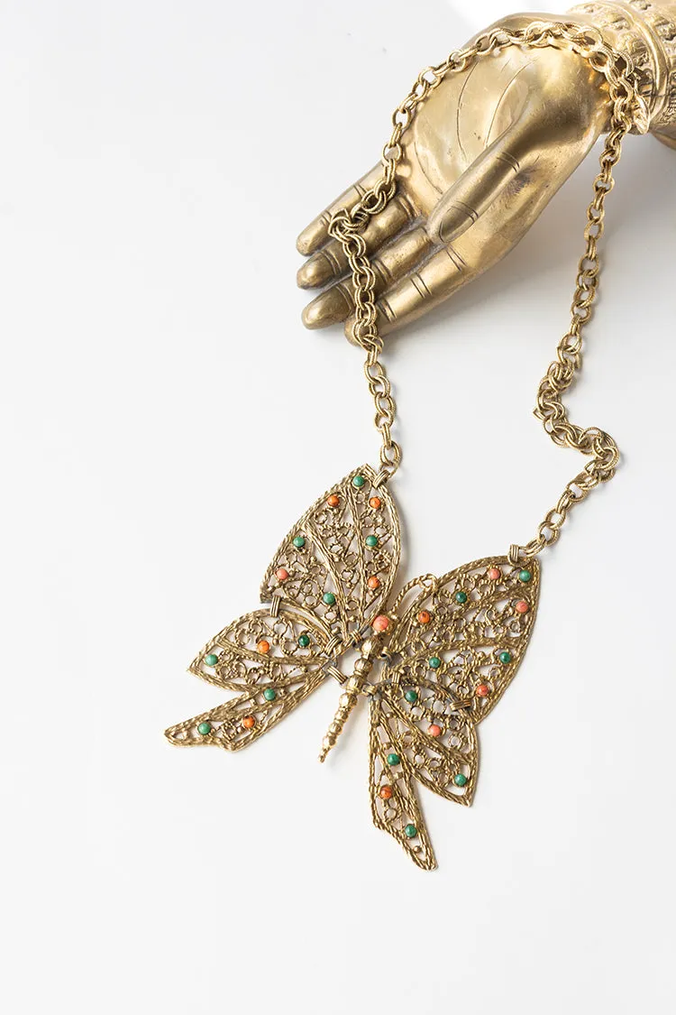 Vintage Gold Butterfly Necklace