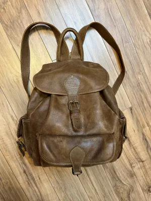 Vintage Roots Tribal Leather Brown Knapsack, Made in Canada, SOLD