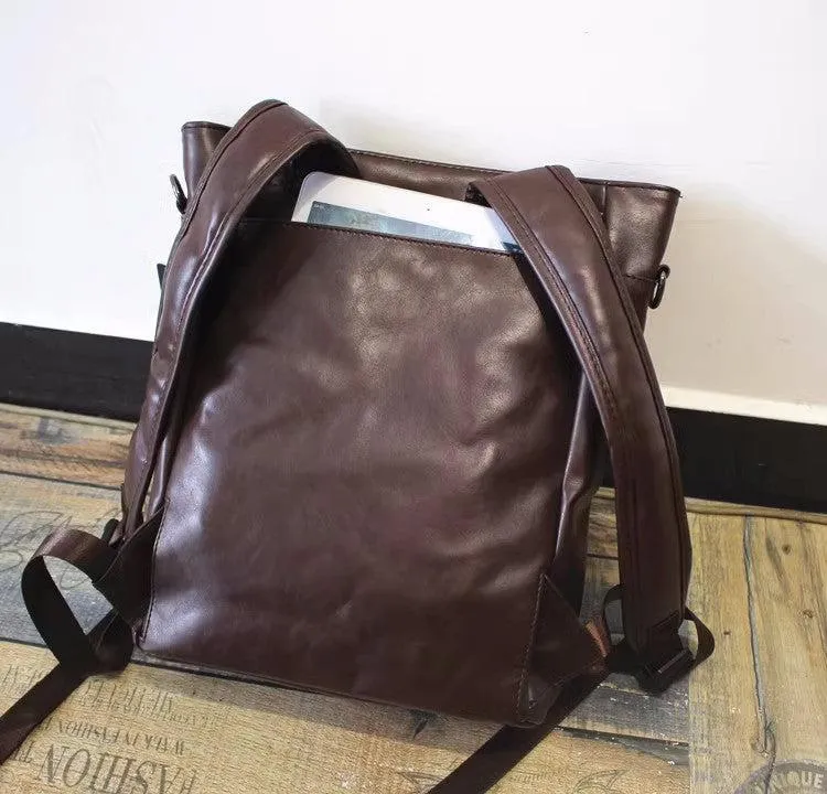 Vvsha  Christmas Gift Large Faux Leather Laptop Backpack