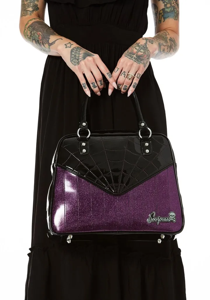 Webbed Bowler Purse w/ Purple Sparkle Details