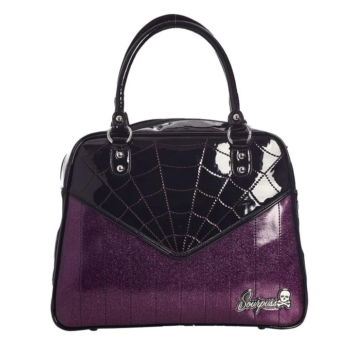 Webbed Bowler Purse w/ Purple Sparkle Details