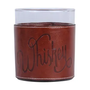 Whiskey Word Faux Leather Rocks Glass