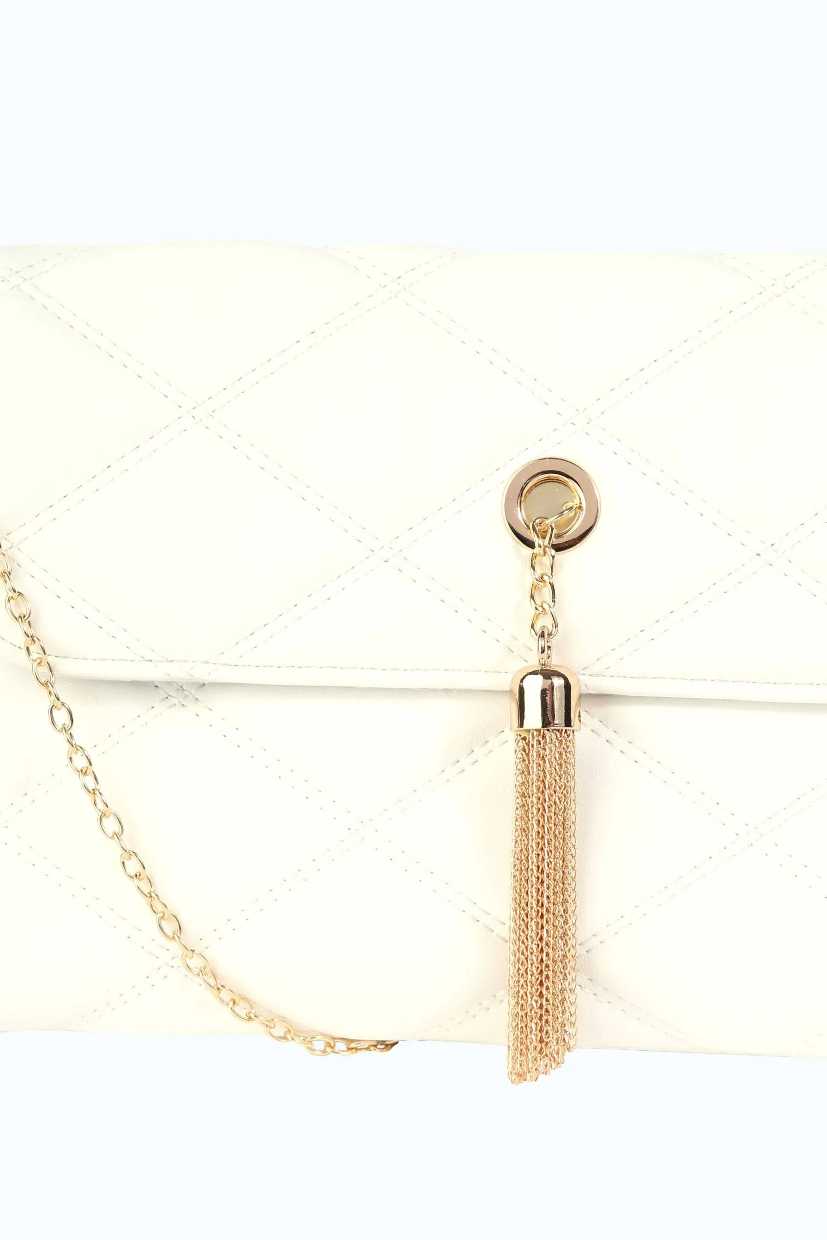 White Quilted Tassel Bag