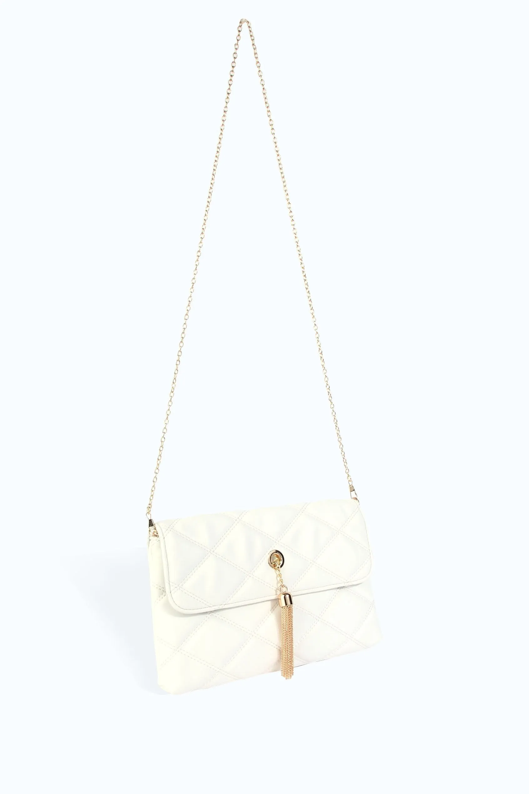 White Quilted Tassel Bag