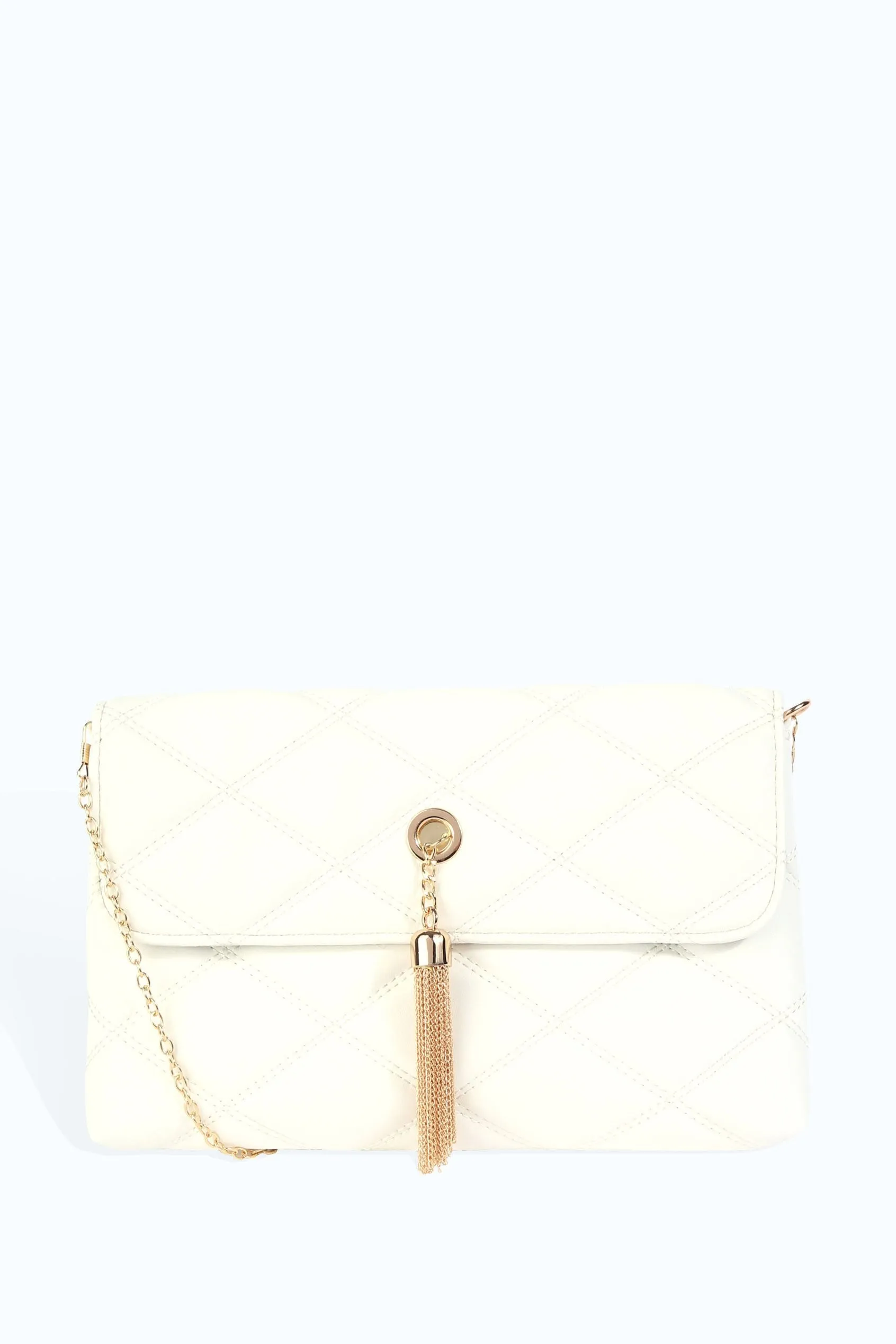 White Quilted Tassel Bag