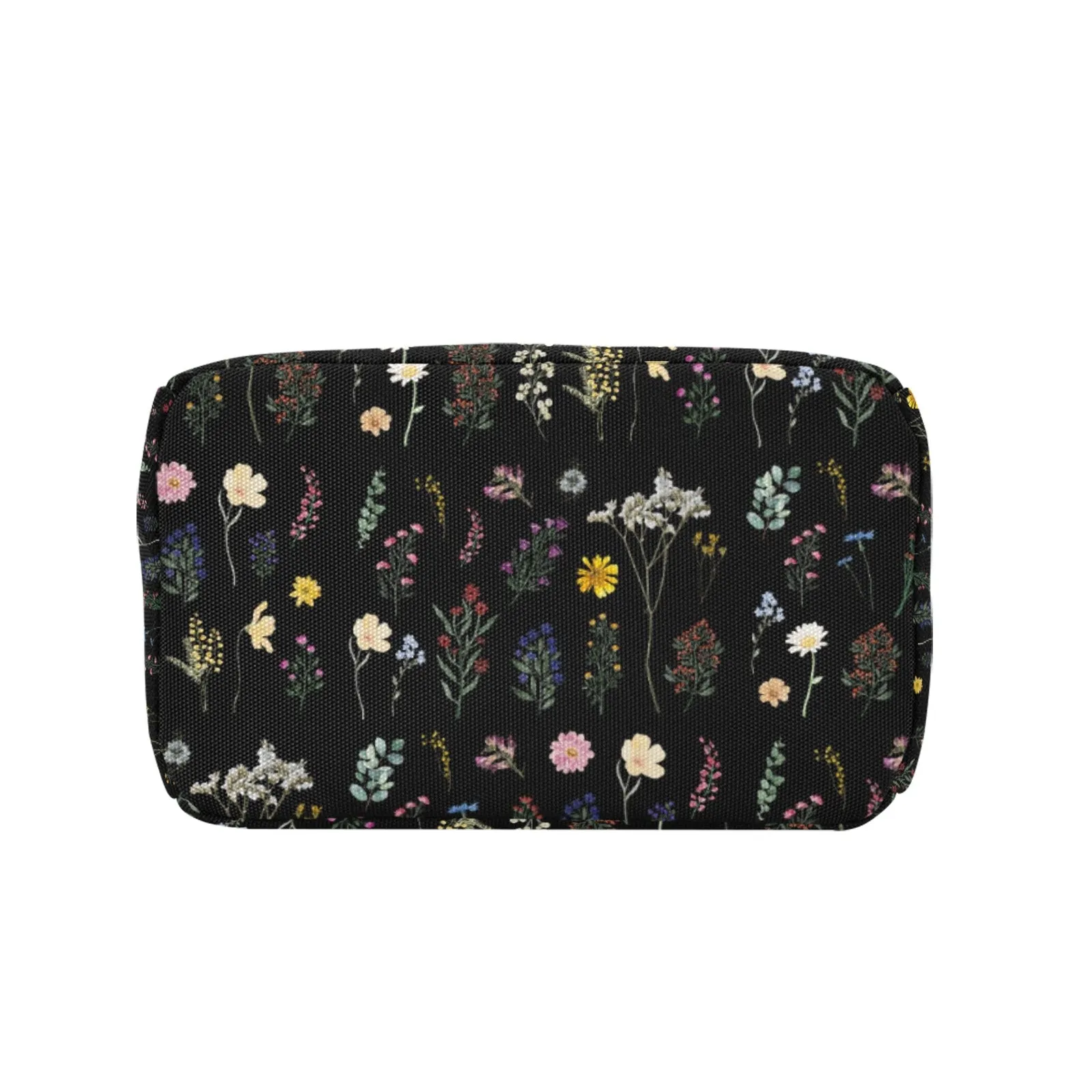 Wildflowers Black Insulated Zipper Lunch Bag