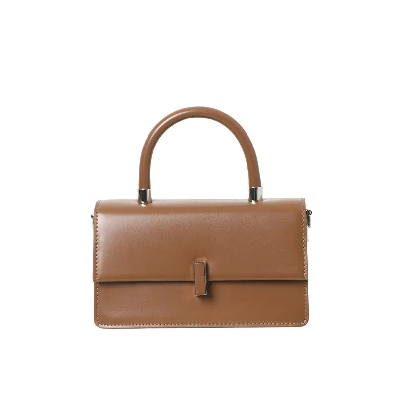 Womens Calfskin Leather Top Handle Chain Bag