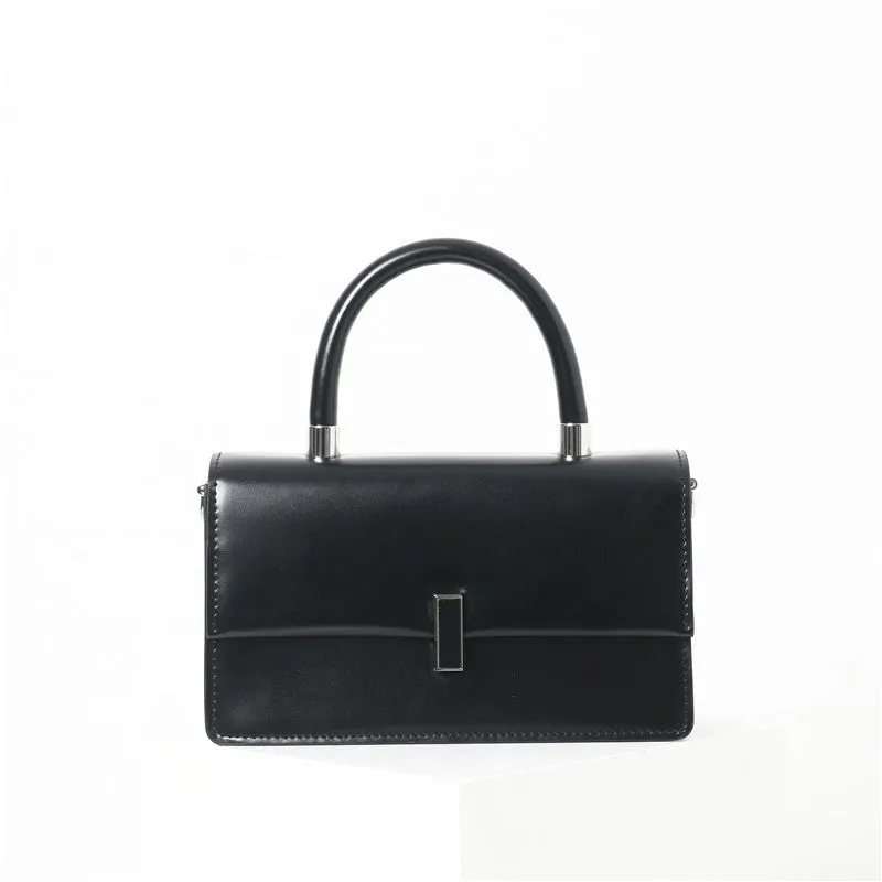 Womens Calfskin Leather Top Handle Chain Bag