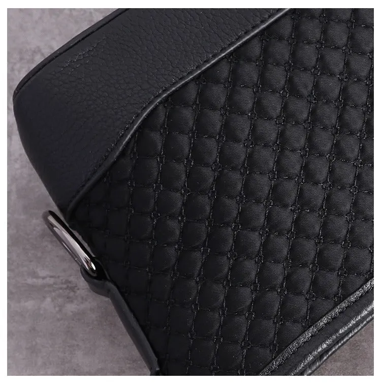 Womens Nylon Leather Shoulder Bag Womens Black Diamond Nylon Chain Shoulder Purse Nylon Chain Purse for Ladies