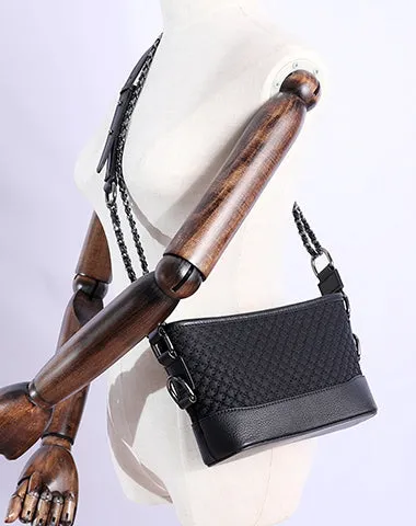 Womens Nylon Leather Shoulder Bag Womens Black Diamond Nylon Chain Shoulder Purse Nylon Chain Purse for Ladies