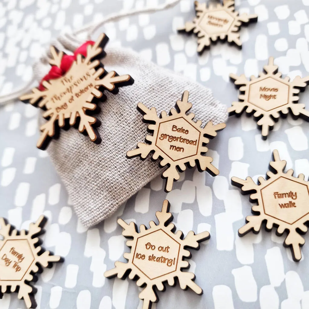 Wooden Personalised Family Christmas Tokens