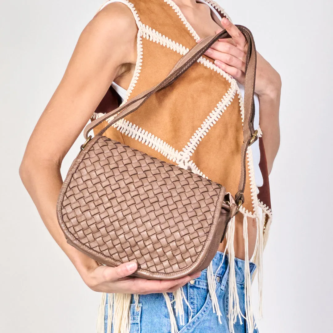 Woven texture saddle crossbody bags wholesale