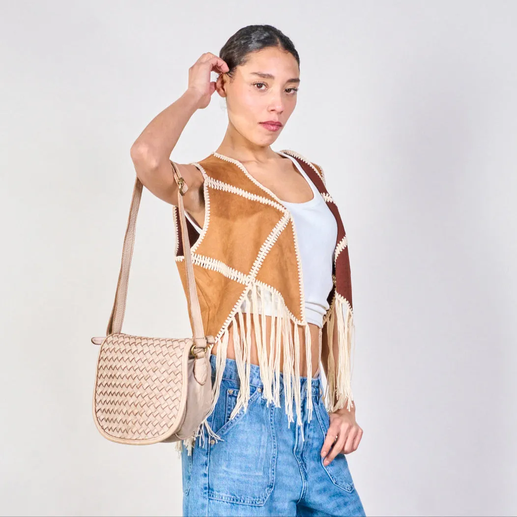 Woven texture saddle crossbody bags wholesale