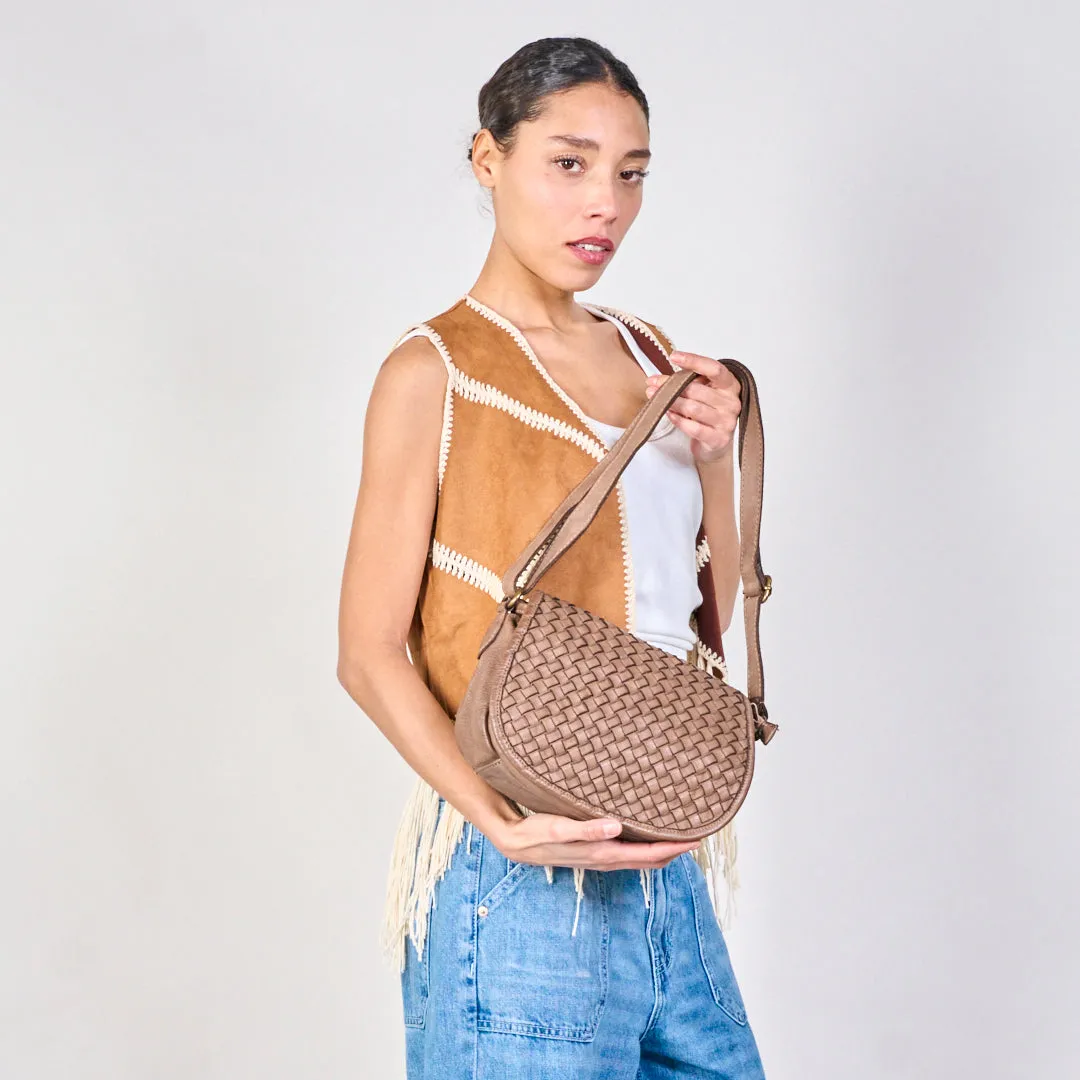 Woven texture saddle crossbody bags wholesale