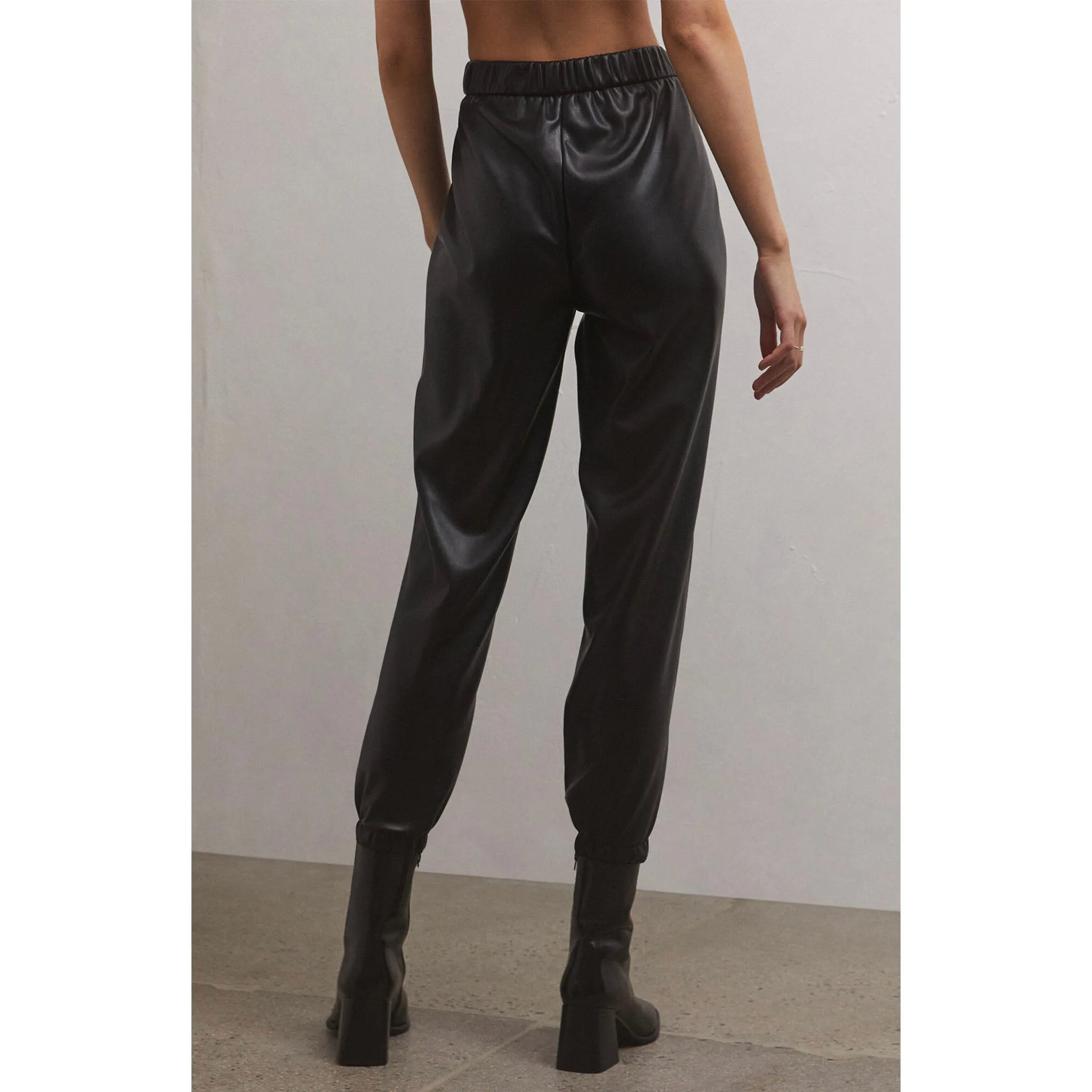 Z Supply Lenora Faux Leather Jogger in Black