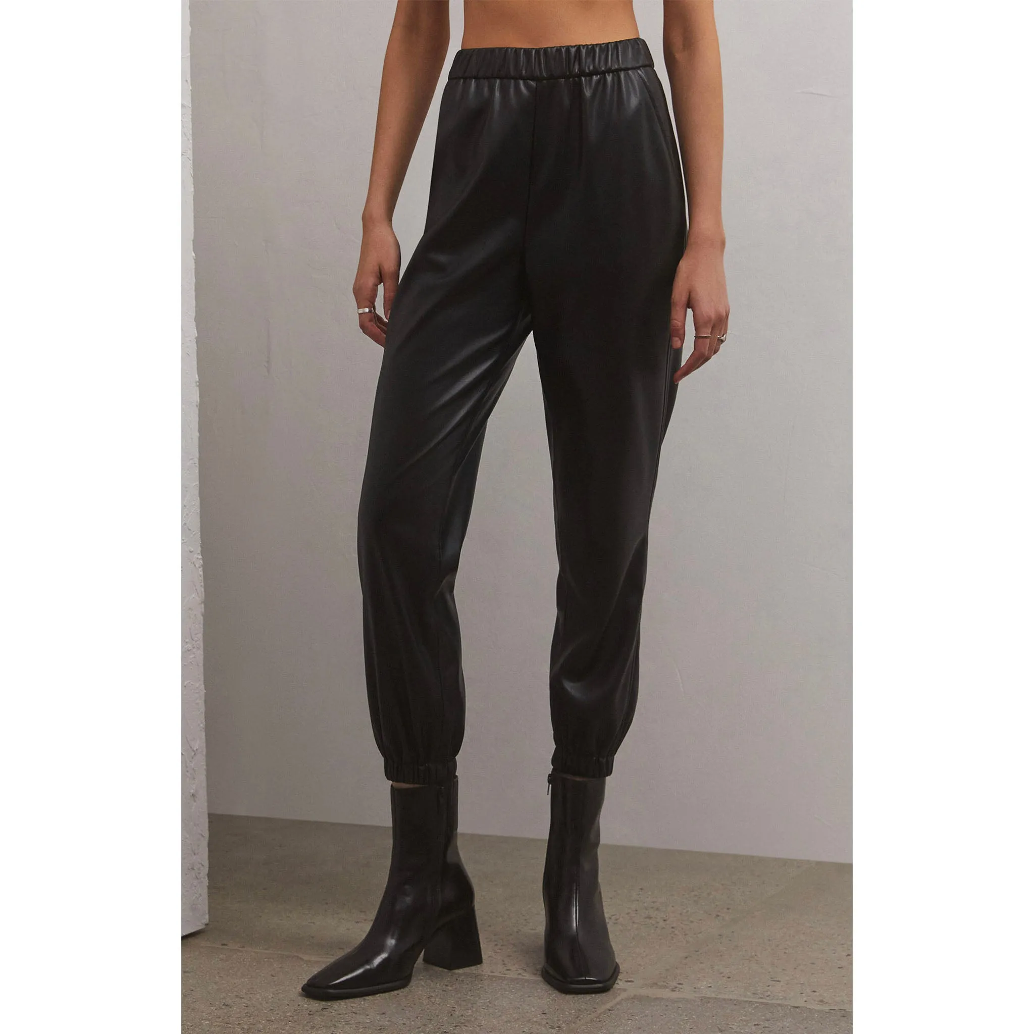 Z Supply Lenora Faux Leather Jogger in Black